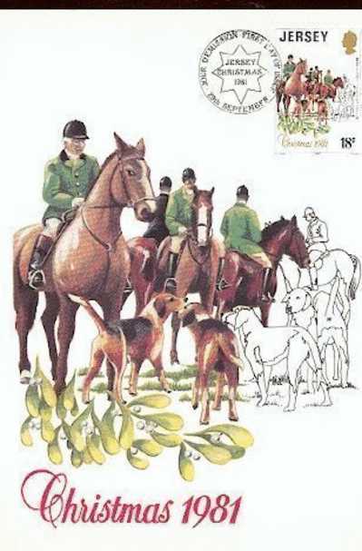 JERSEY CARTE  MAXIMUM  NUM.YVERT 266  NOEL  CHASSE A COUR - Jersey