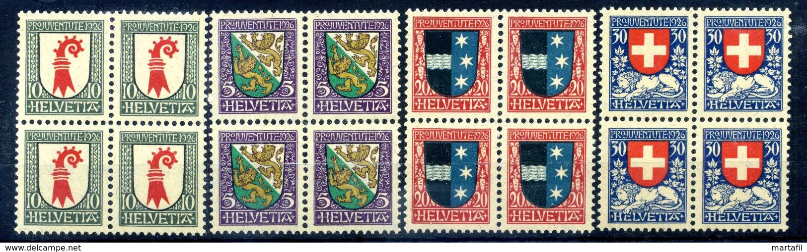 1926 SVIZZERA SET MNH ** QUARTINA - Nuovi