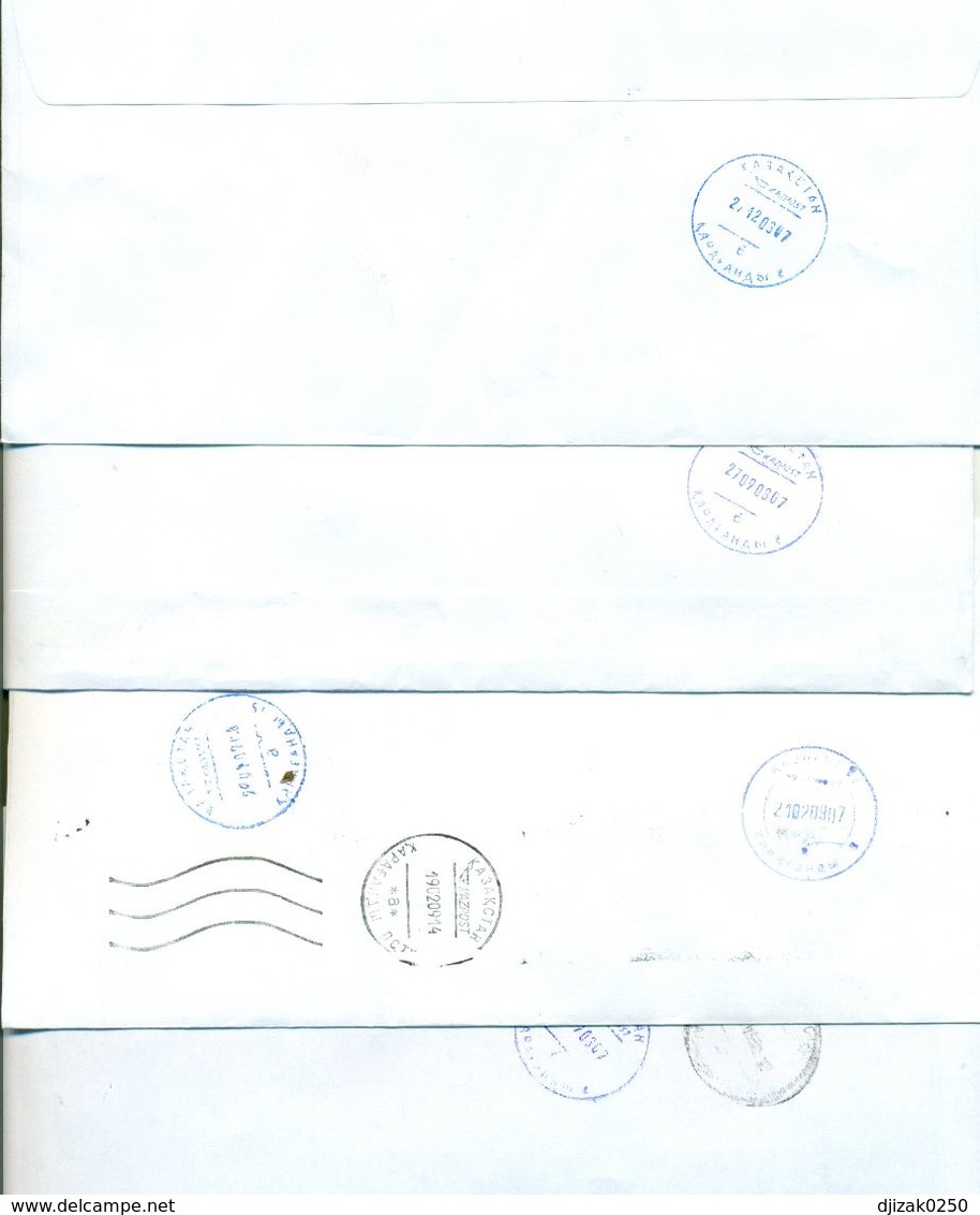 Kazakhstan.Four Envelopes Past The Mail. One Envelope Registered. - Kasachstan