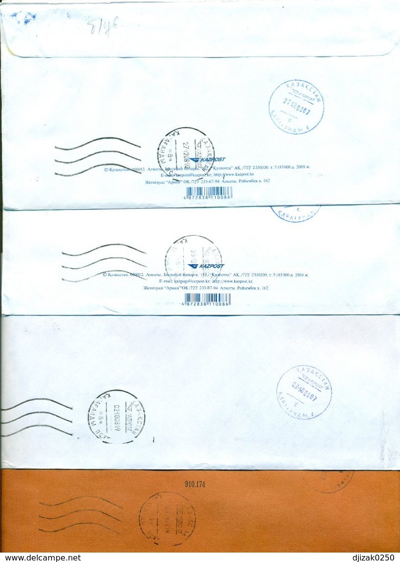 Kazakhstan.Four Envelopes Past The Mail. Two Envelopes Registered. - Kazakhstan