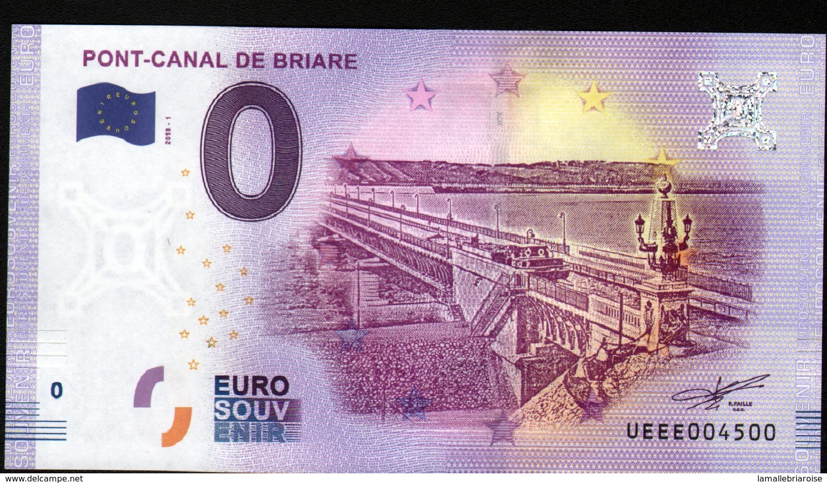 France - Billet Touristique 0 Euro 2018 N° 4500 (UEEE004500/5000) - PONT-CANAL DE BRIARE - Privatentwürfe