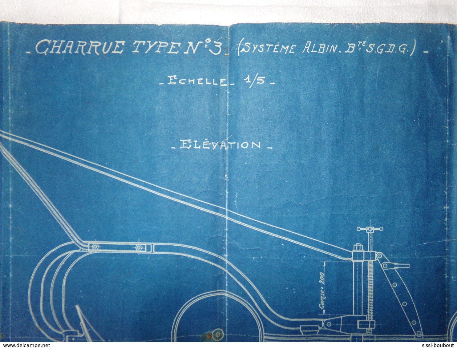 Plan Sur Papier Bleu - CHARRUE AGRICOLE - Type N°3 - Système ALBIN - Bte. S.G.D.G. - Echelle 1/5 - Matériel Et Accessoires