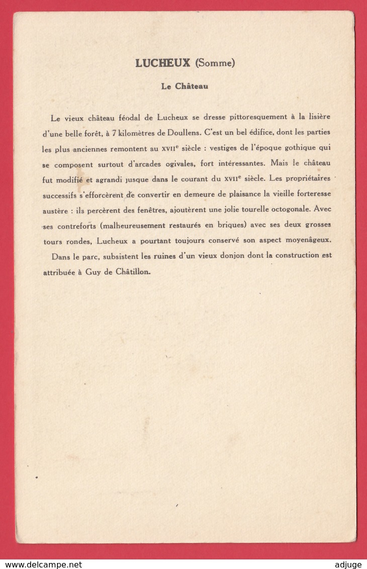 CPA- 80 - LUCHEUX - Le Château- Collection Solution PAUTAUBERGE  - 2 SCANS - Lucheux