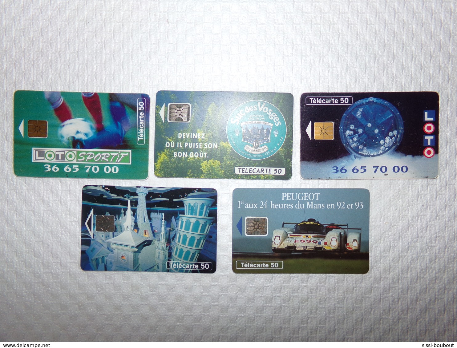 Lot De 5 Télécartes Différentes - LOTO, PEUGEOT, EURO DISNEY, SUC DES VOSGES Et LOTO SPORTIF - Lots - Collections