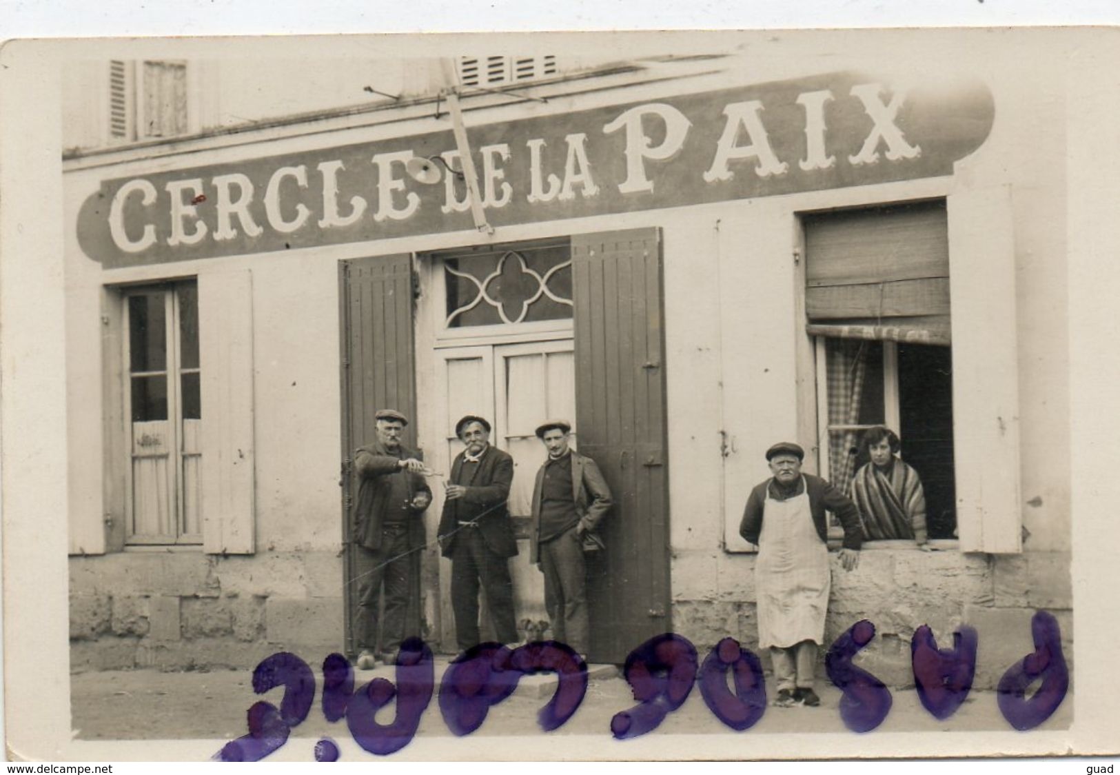 CAUDROT - CAFE CERCLE DE LA PAIX ROUTE NATIONALE - SUPERBE CARTE PHOTO - Autres & Non Classés