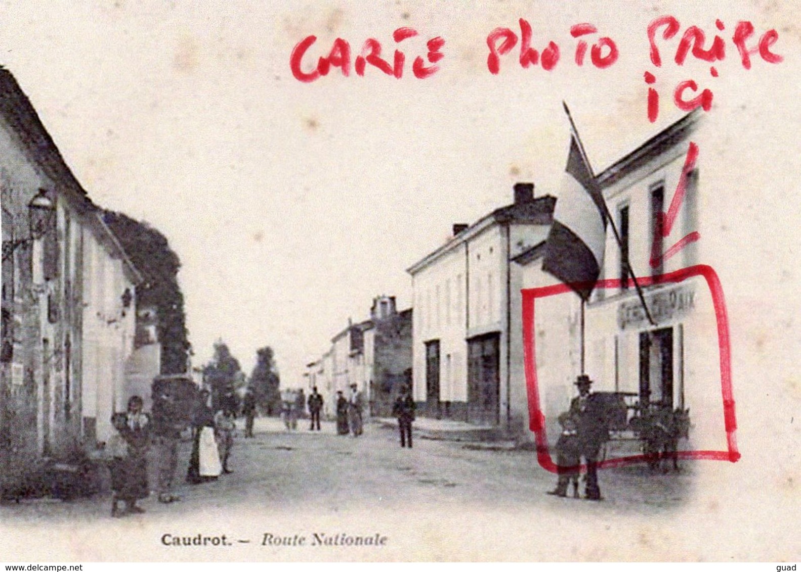 CAUDROT - CAFE CERCLE DE LA PAIX ROUTE NATIONALE - SUPERBE CARTE PHOTO - Autres & Non Classés