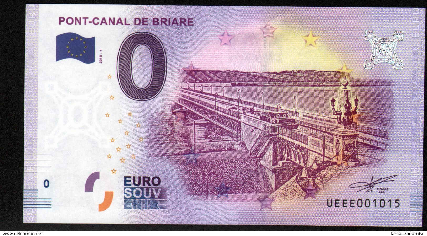 France - Billet Touristique 0 Euro 2018 N°1015 (UEEE001015/5000) - PONT-CANAL DE BRIARE - Essais Privés / Non-officiels