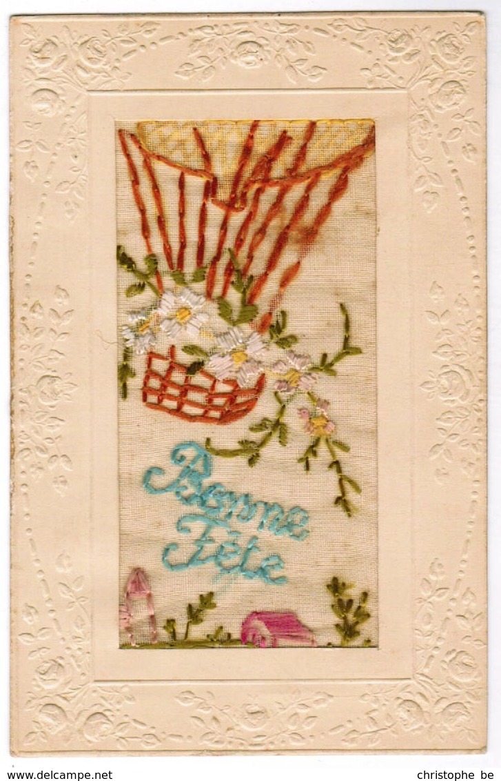 Postcard, Carte Postale, Embroidery By Hand Broderie, Bonne Fête (41964) - Embroidered