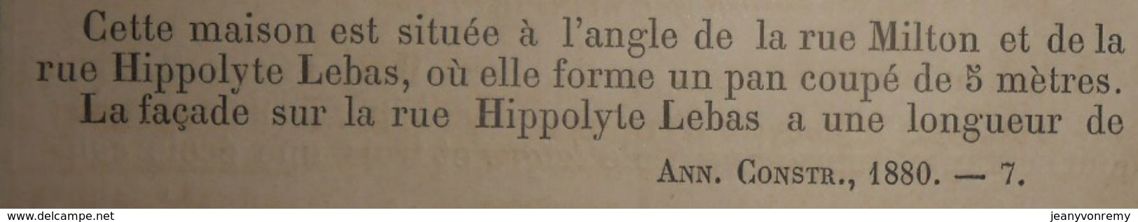 Plan D'une Maison D'angle à Paris, Rue Hippolyte Lebas N°8. 1880. - Public Works