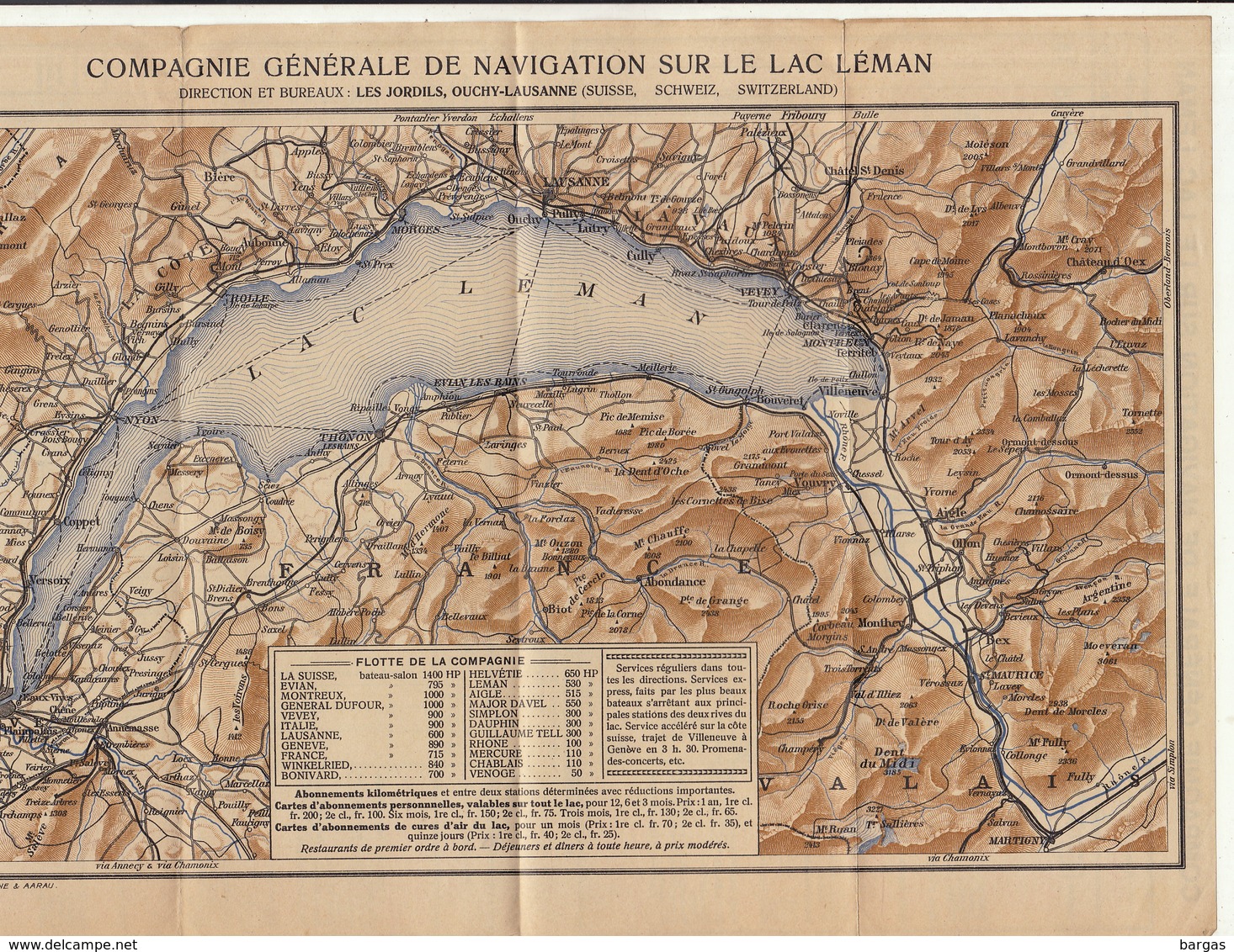 Horaire De Navigation Sur Le Lac Léman Genève Bouveret Genève évian Les Bains Et Ouchy Lausanne Suisse Bateau - Dépliants Touristiques