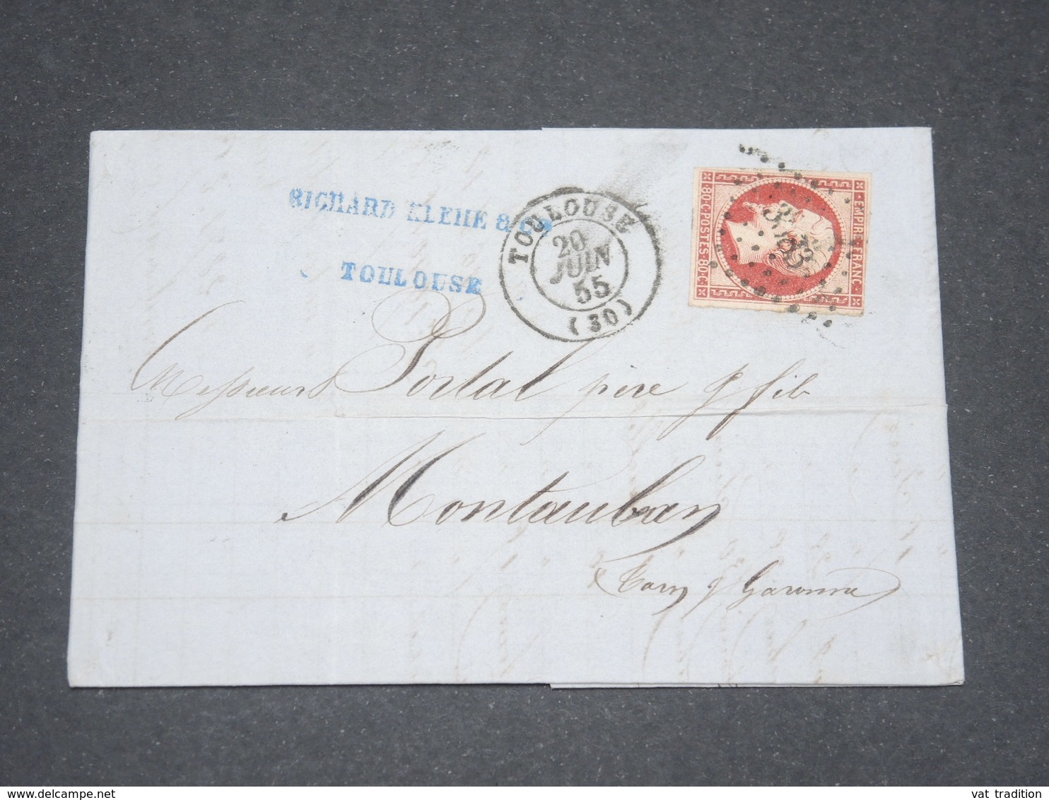 FRANCE - Lettre De Toulouse Pour Montauban En 1855 , Affranchissement Napoléon 80c - L 13253 - 1849-1876: Periodo Classico