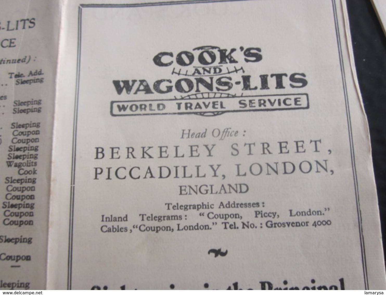 POCKET COOK'S & WAGONS-LITS WORLD TRAVEL SERVICE-COMPLETE LIST OF OFFICE BERKELEY PICCADILLY LONDON UK ENGLAND