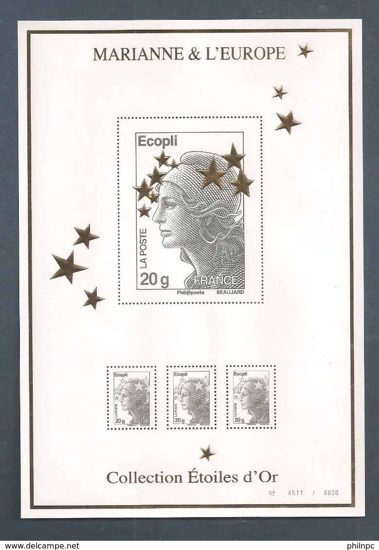 France, Carnet n° 4020, 4662A/4662Q, F4662A, Coffret Marianne et l'Europe, 15 Blocs Neuf **, Marianne Etoiles d'or