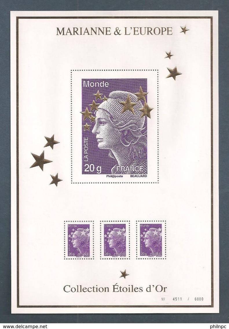 France, Carnet n° 4020, 4662A/4662Q, F4662A, Coffret Marianne et l'Europe, 15 Blocs Neuf **, Marianne Etoiles d'or