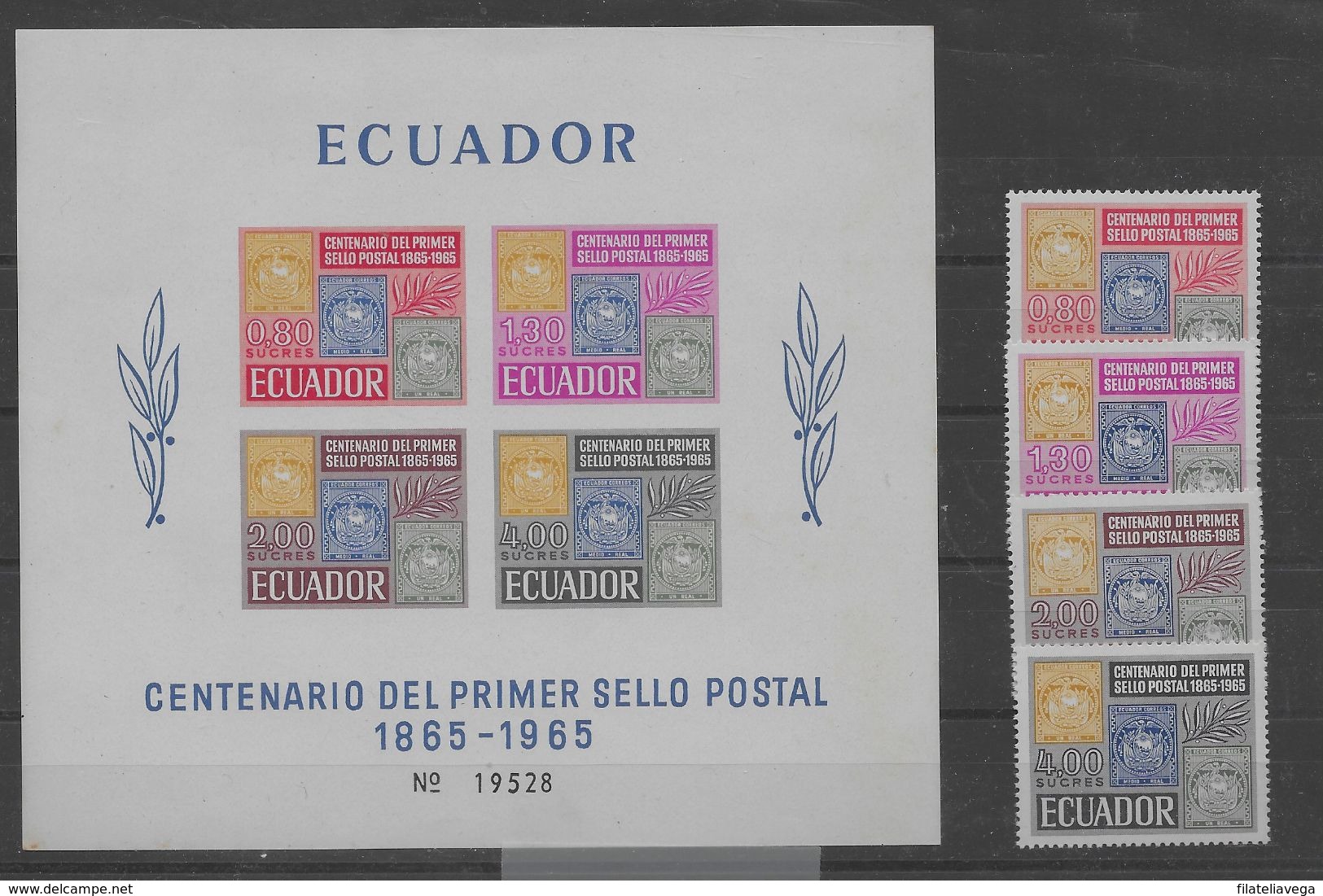 Hoja Bloque Y Serie De Ecuador Nº Yvert HB-13 Y 744/47 ** - Ecuador