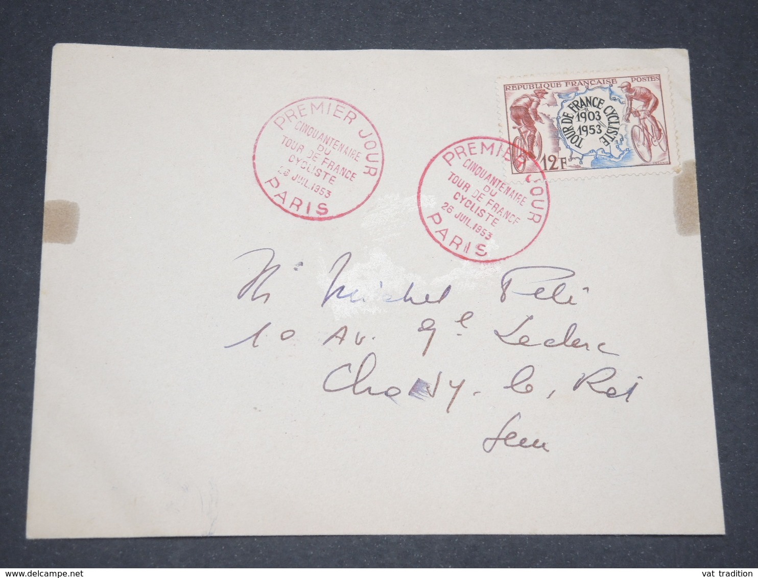 FRANCE - Enveloppe FDC  Du Cinquantenaire Du Tour De France Cycliste En 1953 - L 13281 - 1950-1959