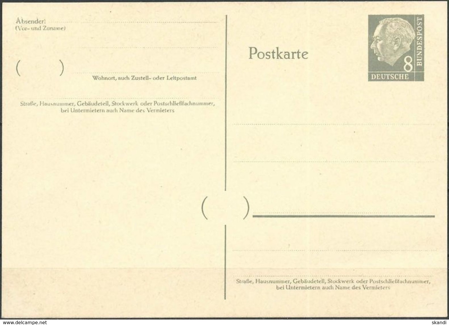 DEUTSCHLAND 1957 Mi-Nr. P 30 Postkarte Ungelaufen Siehe Scan - Postkarten - Ungebraucht