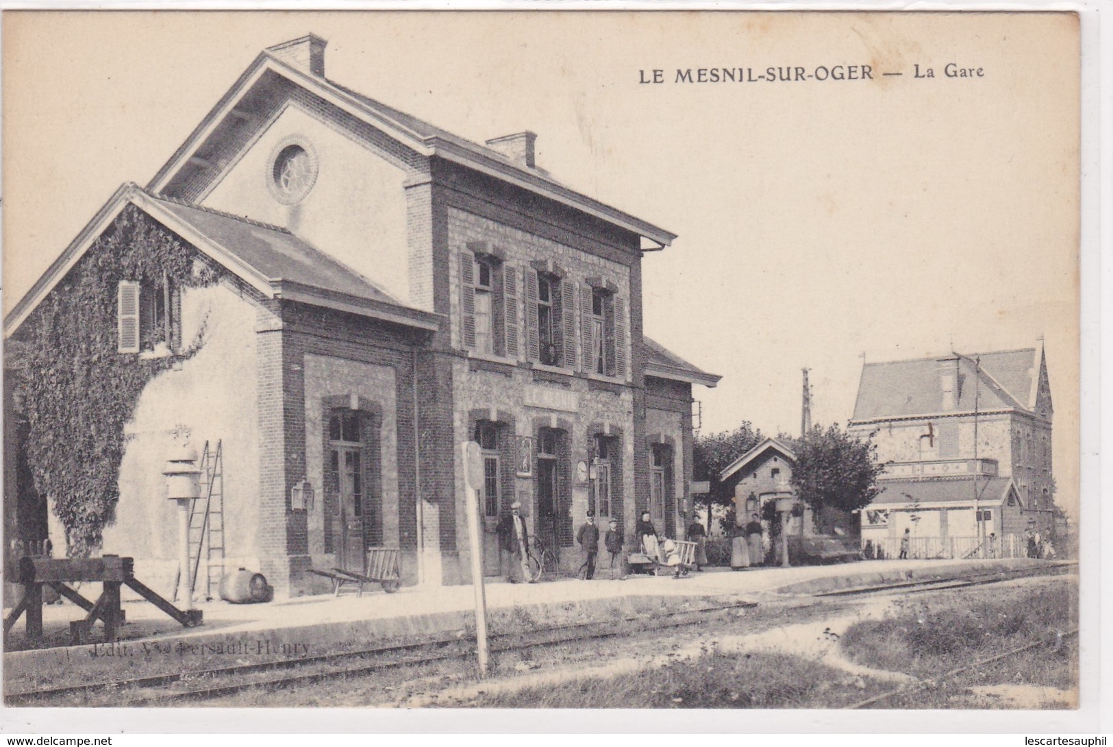 Le Mesnil Sur Oger La Gare Tres Animée 1916 - Autres & Non Classés