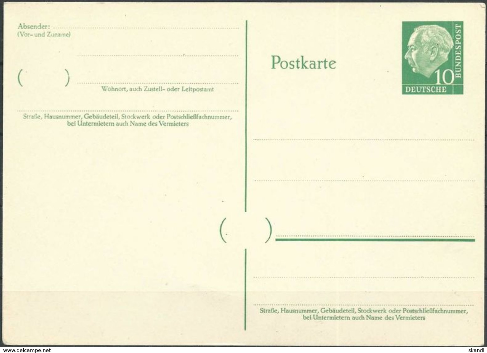 DEUTSCHLAND 1957 Mi-Nr. P 31 Postkarte Ungelaufen Siehe Scan - Postkarten - Ungebraucht