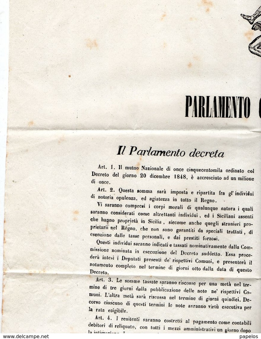 1848 DECRETO PALERMO - Decreti & Leggi