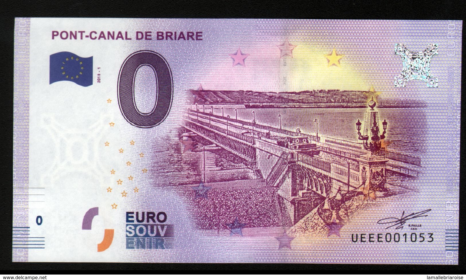 France - Billet Touristique 0 Euro 2018 N°1053 (UEEE001053/5000) - PONT-CANAL DE BRIARE - Essais Privés / Non-officiels