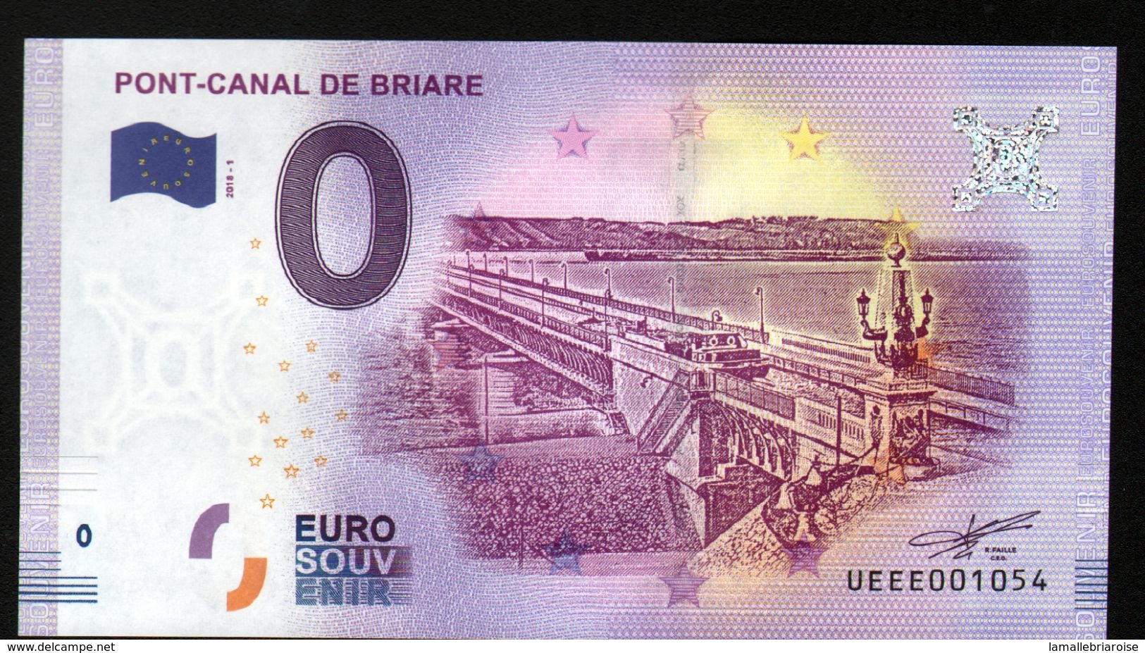 France - Billet Touristique 0 Euro 2018 N°1054 (UEEE001054/5000) - PONT-CANAL DE BRIARE - Essais Privés / Non-officiels