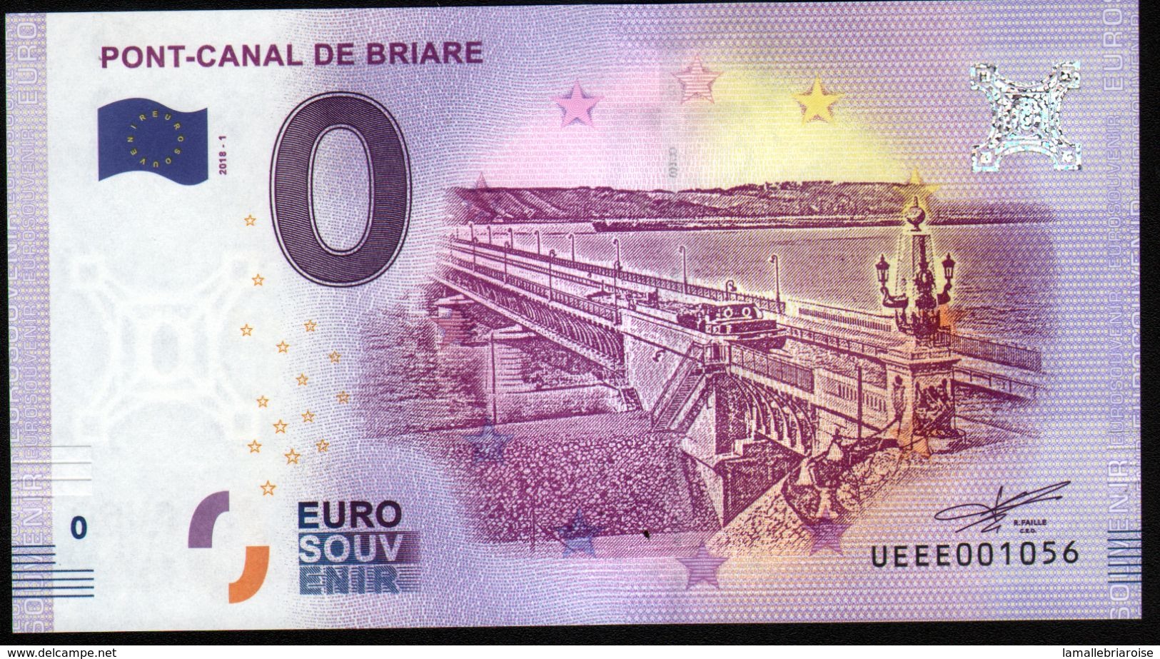 France - Billet Touristique 0 Euro 2018 N°1056 (UEEE001056/5000) - PONT-CANAL DE BRIARE - Essais Privés / Non-officiels