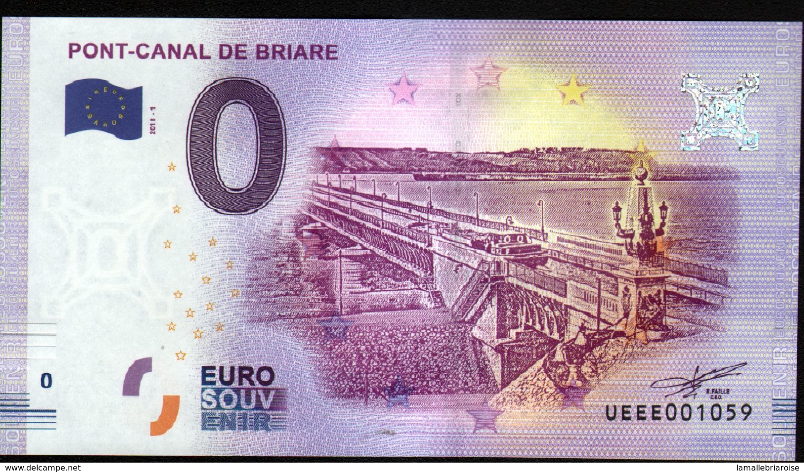 France - Billet Touristique 0 Euro 2018 N°1059 (UEEE001059/5000) - PONT-CANAL DE BRIARE - Essais Privés / Non-officiels