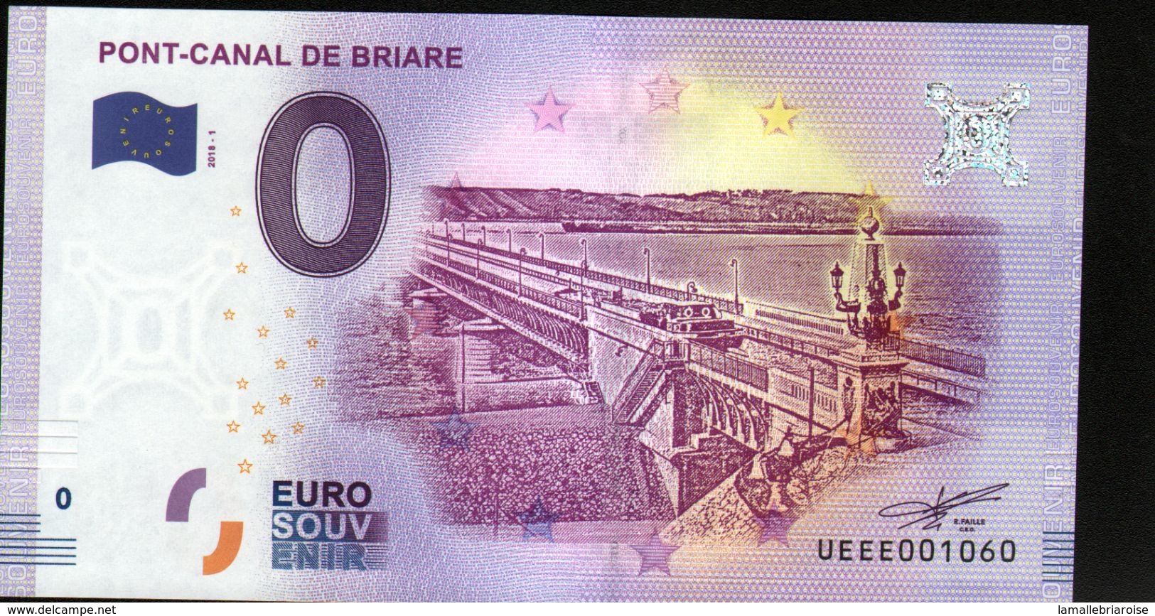 France - Billet Touristique 0 Euro 2018 N°1060 (UEEE001060/5000) - PONT-CANAL DE BRIARE - Essais Privés / Non-officiels