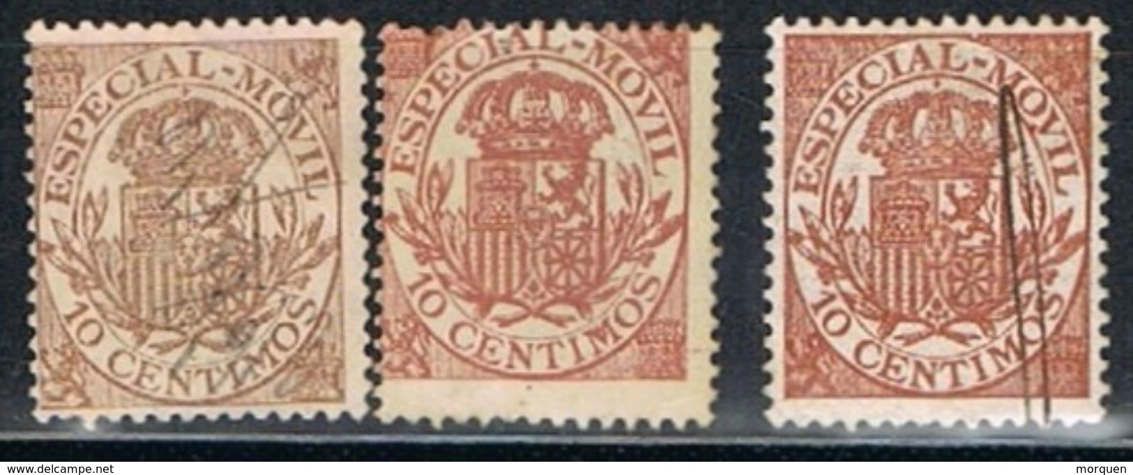 Tres Especial Movil, Fiscal Postal 10 Cts, Monarquico, VARIEDAD Color , Numero 26 º - Fiscali-postali