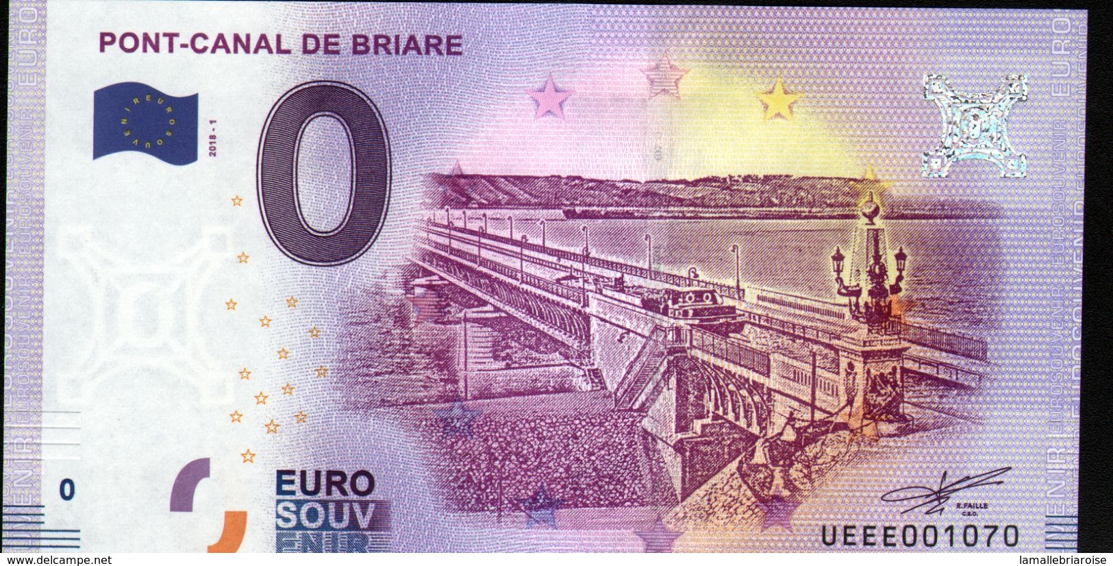 France - Billet Touristique 0 Euro 2018 N°1070 (UEEE001070/5000) - PONT-CANAL DE BRIARE - Essais Privés / Non-officiels