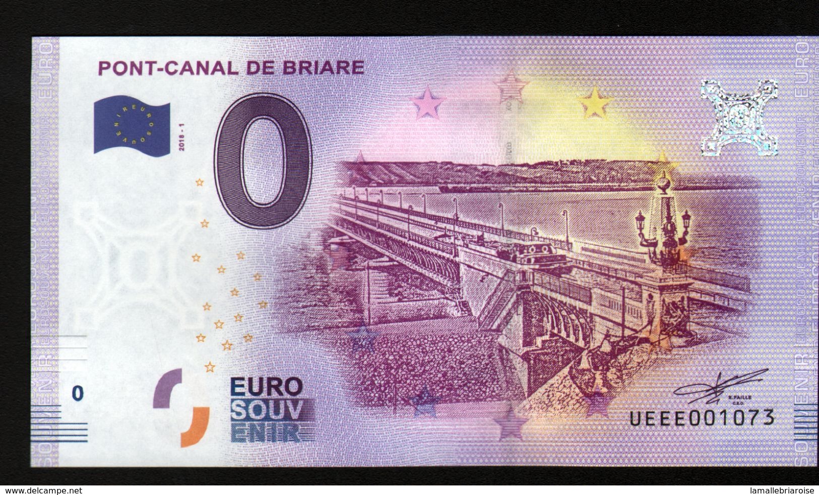 France - Billet Touristique 0 Euro 2018 N°1073 (UEEE001073/5000) - PONT-CANAL DE BRIARE - Essais Privés / Non-officiels