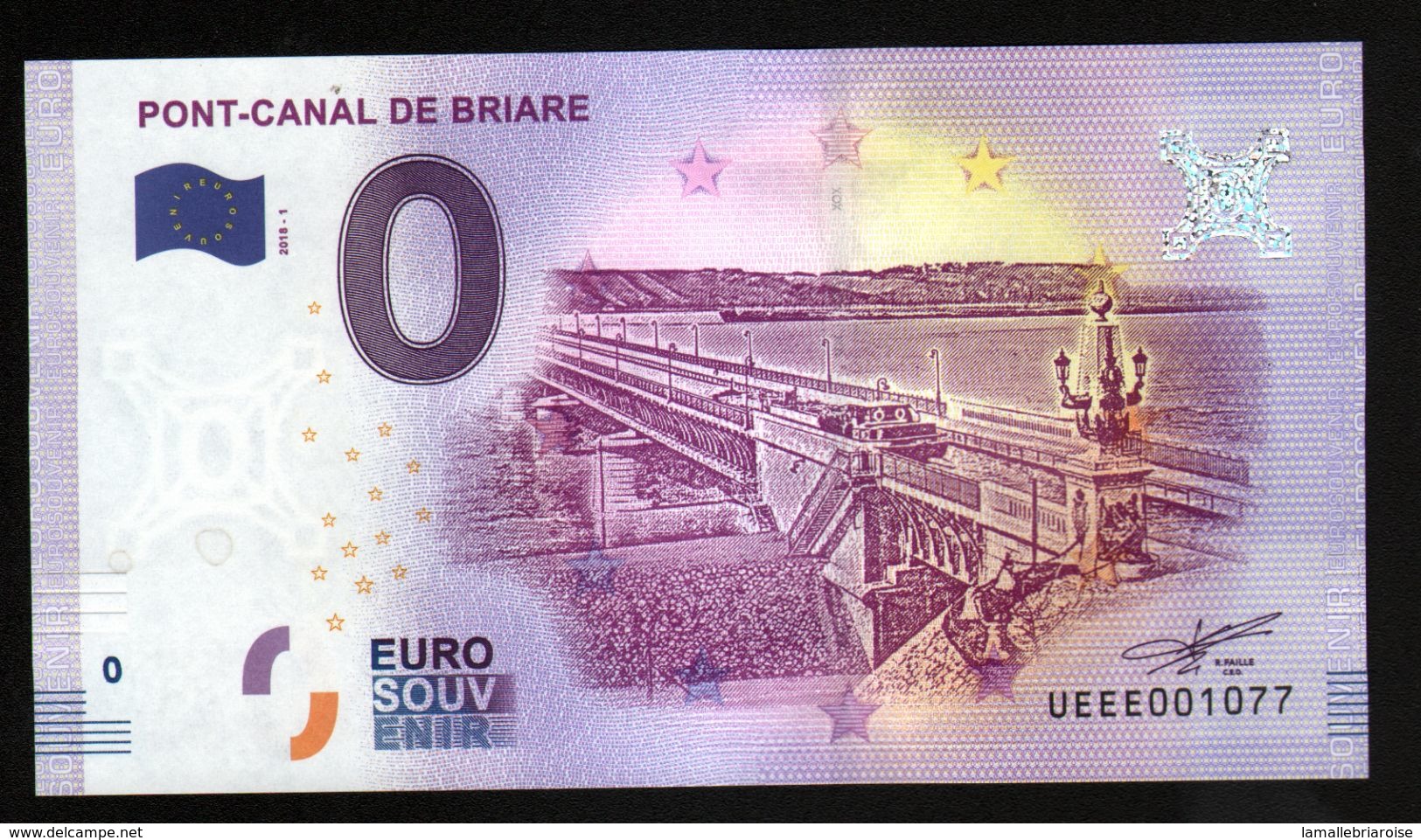 France - Billet Touristique 0 Euro 2018 N°1077 (UEEE001077/5000) - PONT-CANAL DE BRIARE - Essais Privés / Non-officiels