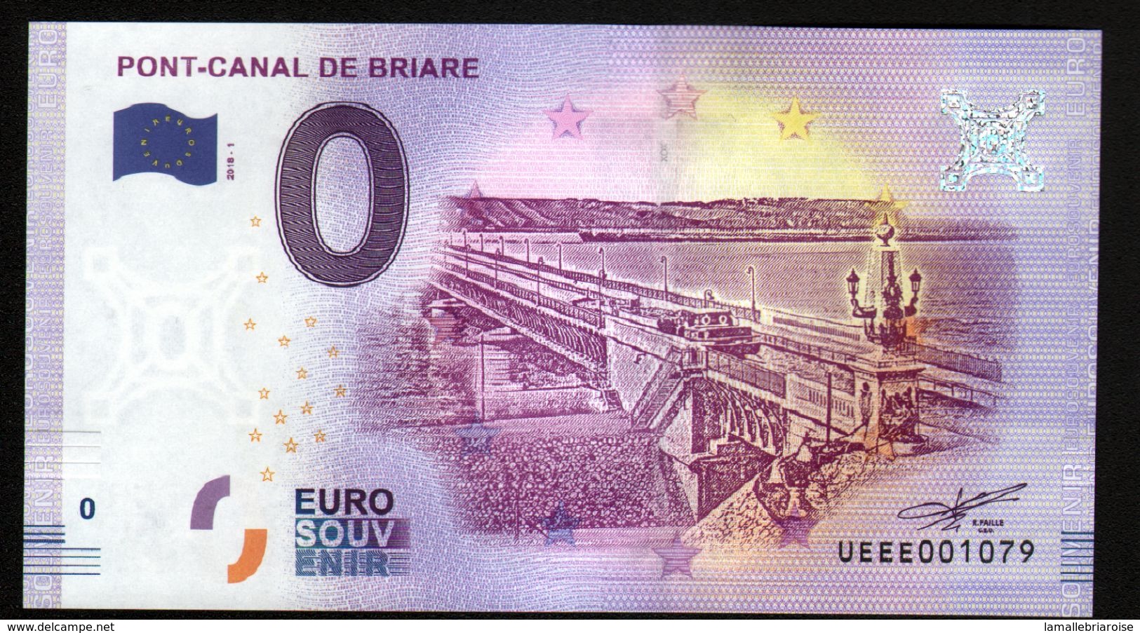 France - Billet Touristique 0 Euro 2018 N°1079 (UEEE001079/5000) - PONT-CANAL DE BRIARE - Essais Privés / Non-officiels