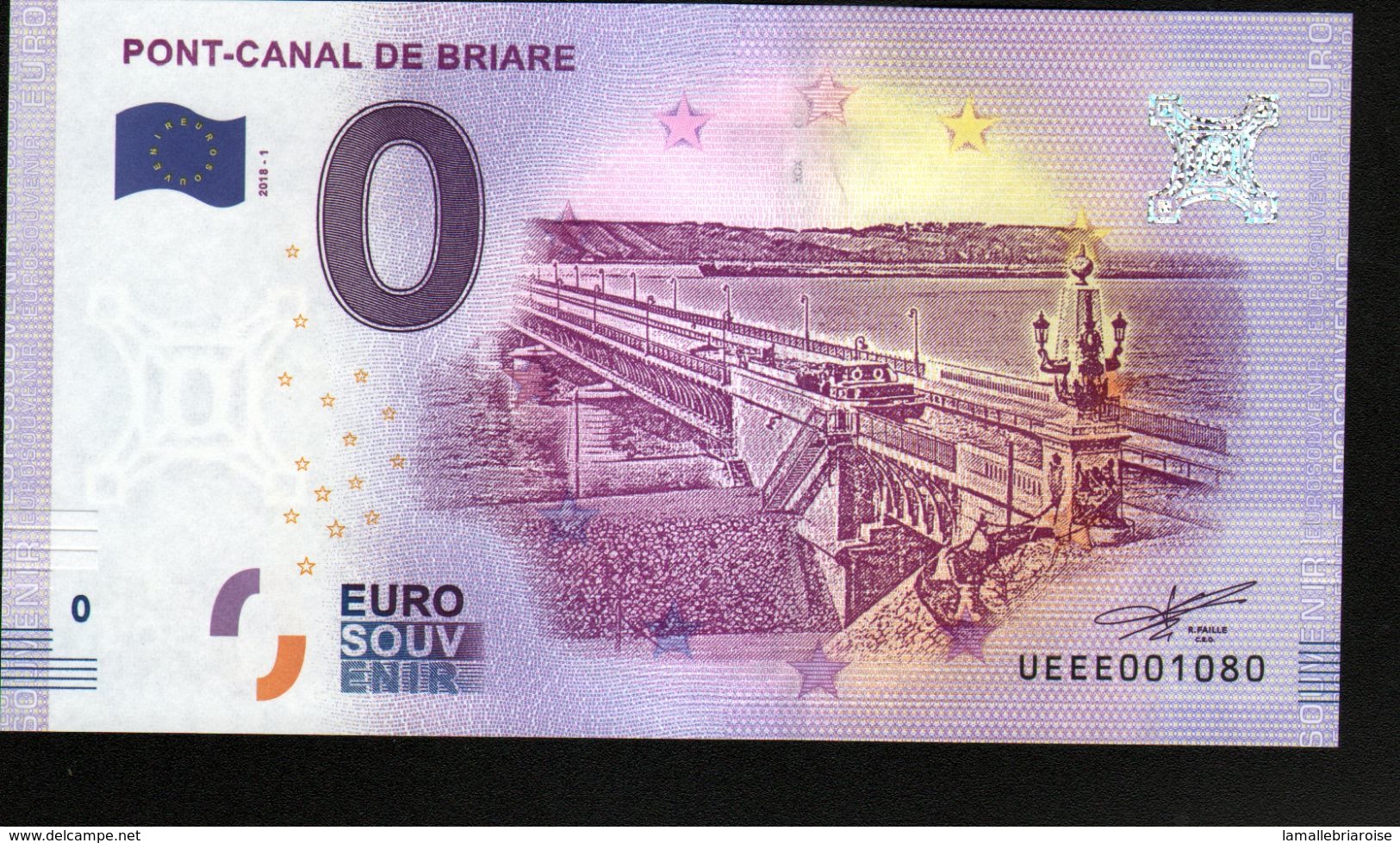 France - Billet Touristique 0 Euro 2018 N°1080 (UEEE001080/5000) - PONT-CANAL DE BRIARE - Essais Privés / Non-officiels