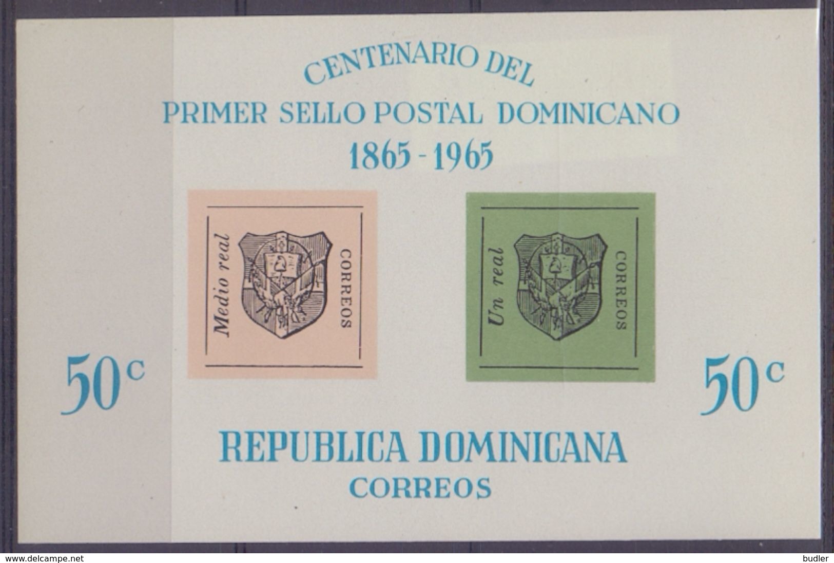 DOMINICANA :1965: Y.BF32 Not Dentelled/neuf/MNH : ## Centenary Of The Postal Stamp Of Dominicana ## : MAIL,POST,STAMP, - Dominicaanse Republiek