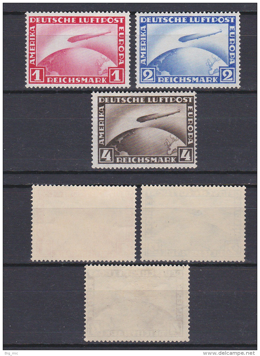 GERMAN REICH 1928 Zeppelin Mint * C35-C37 (Mi.423-4/455) - Nuovi