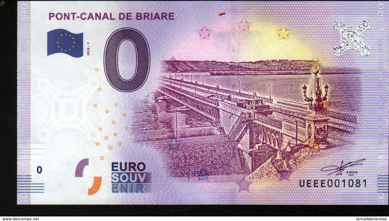 France - Billet Touristique 0 Euro 2018 N°1081 (UEEE001081/5000) - PONT-CANAL DE BRIARE - Essais Privés / Non-officiels