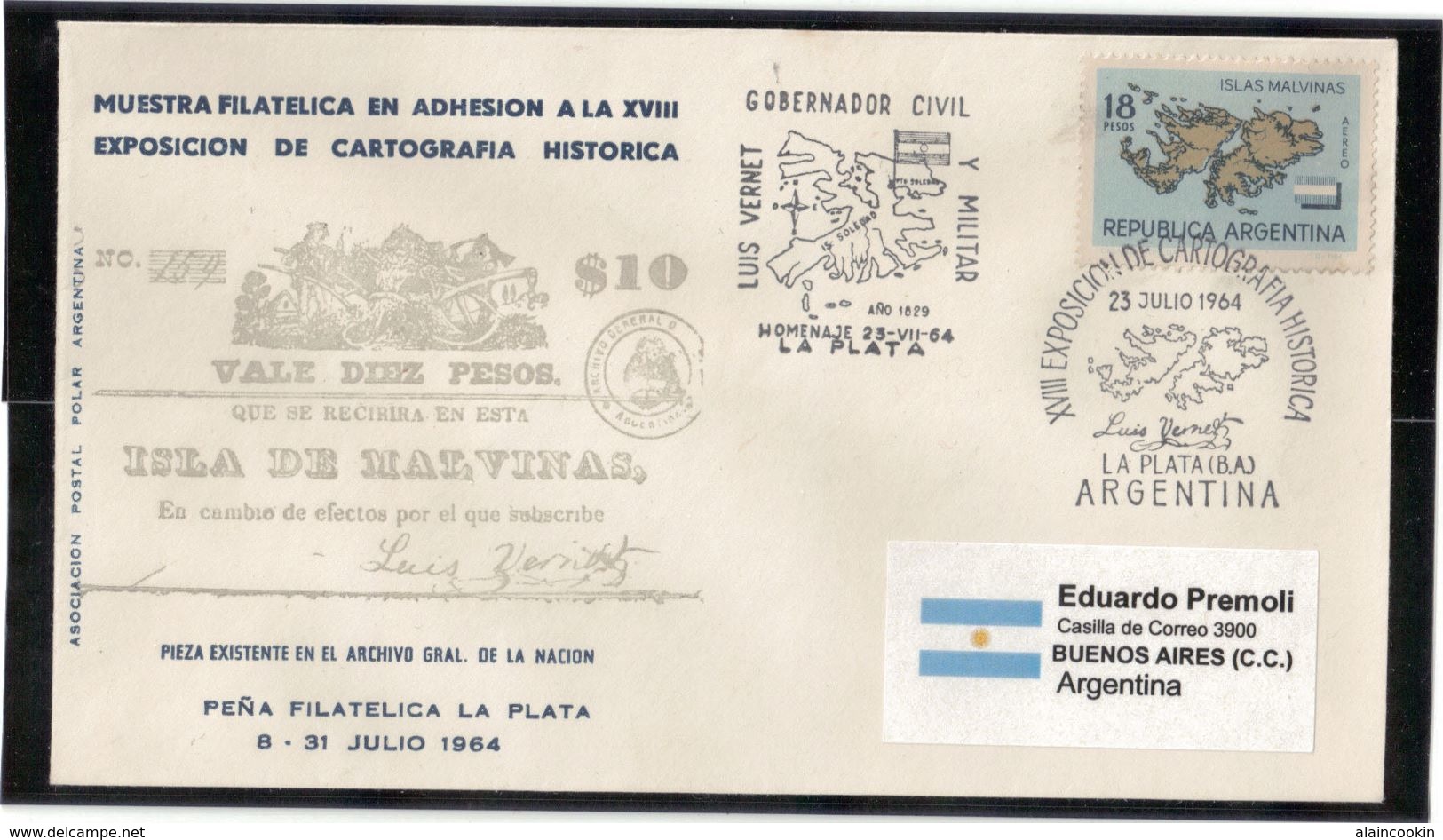 E16 - ARGENTINE PO97 Du 23.7.1964 - Oblitération Commémo EXPOSICION DE CARTOGRAFIA HISTORICA - - Lettres & Documents