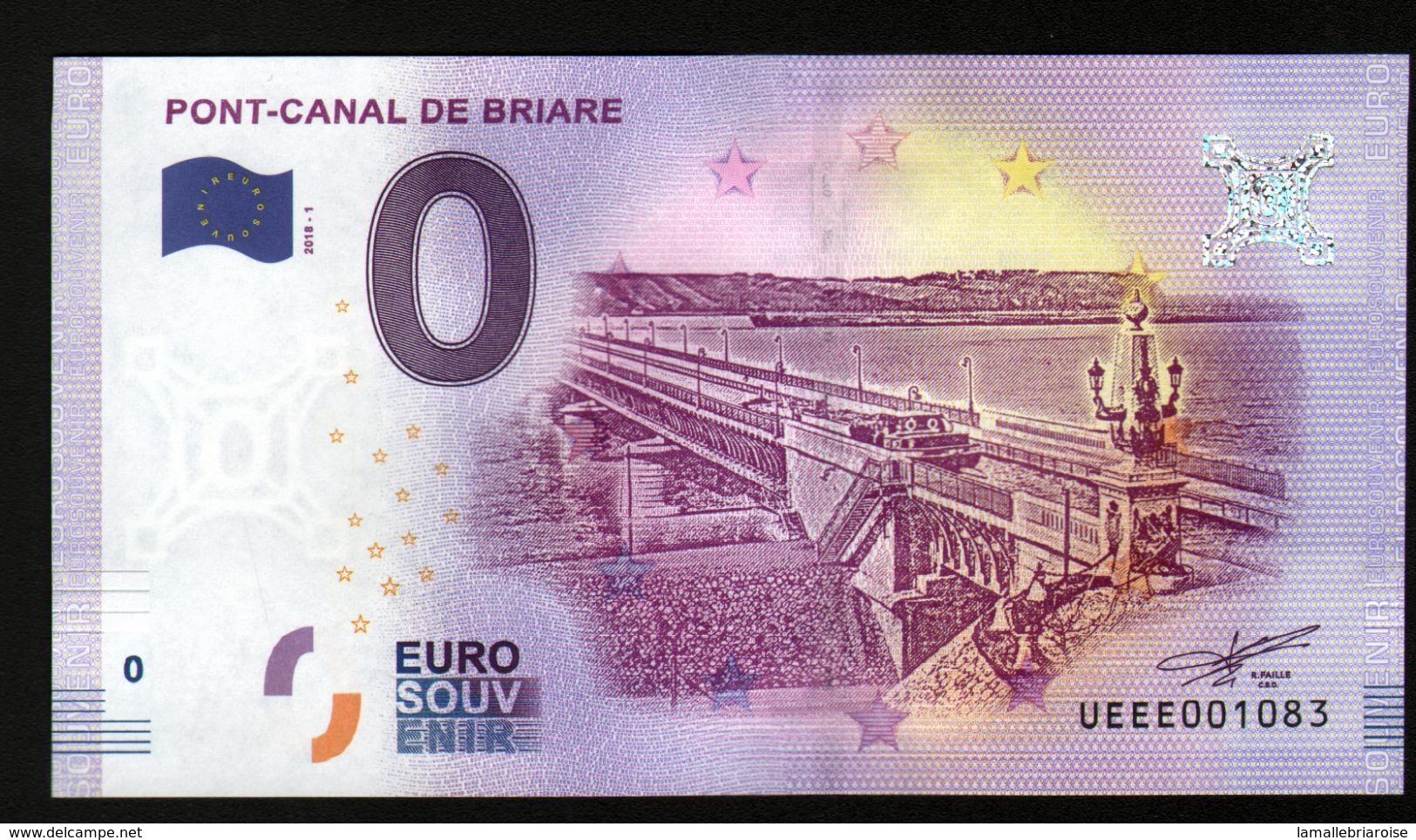 France - Billet Touristique 0 Euro 2018 N°1083 (UEEE001083/5000) - PONT-CANAL DE BRIARE - Essais Privés / Non-officiels