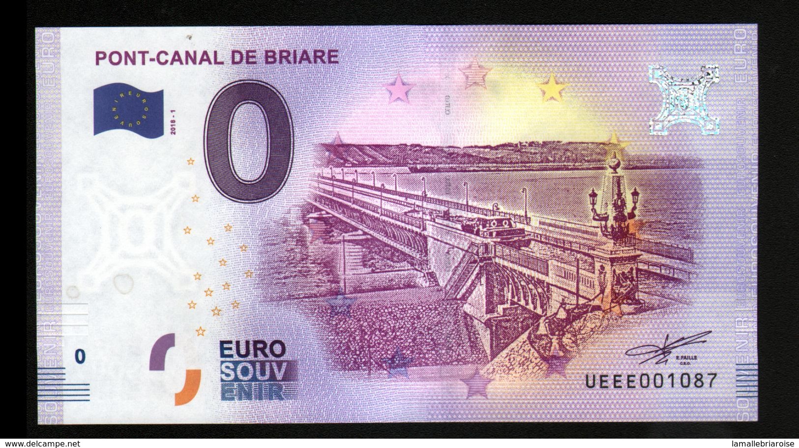 France - Billet Touristique 0 Euro 2018 N°1087 (UEEE001087/5000) - PONT-CANAL DE BRIARE - Essais Privés / Non-officiels