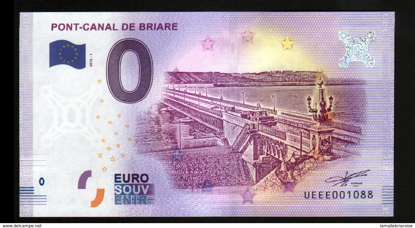 France - Billet Touristique 0 Euro 2018 N°1088 (UEEE001088/5000) - PONT-CANAL DE BRIARE - Essais Privés / Non-officiels