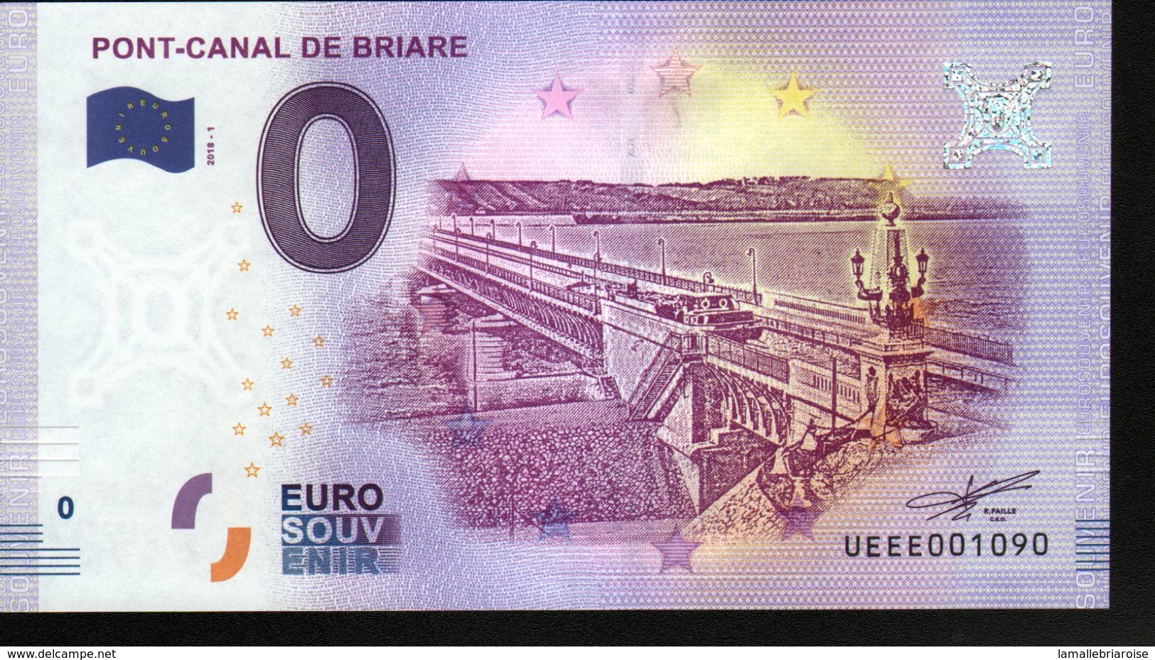 France - Billet Touristique 0 Euro 2018 N°1090 (UEEE001090/5000) - PONT-CANAL DE BRIARE - Essais Privés / Non-officiels