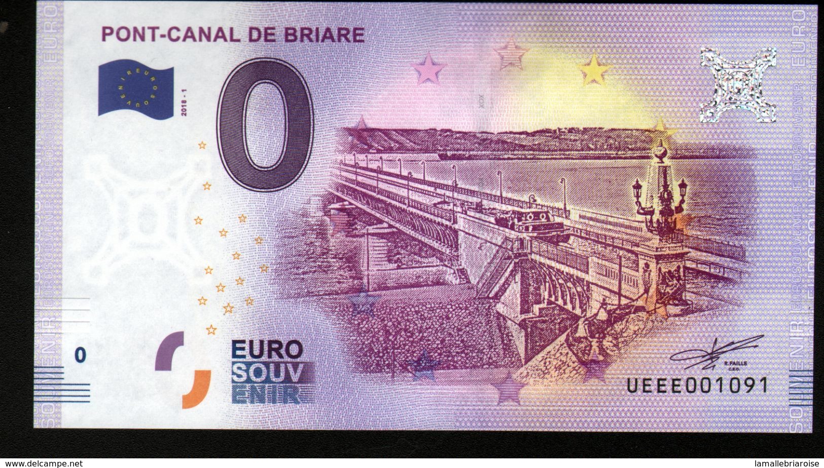 France - Billet Touristique 0 Euro 2018 N°1091 (UEEE001091/5000) - PONT-CANAL DE BRIARE - Essais Privés / Non-officiels