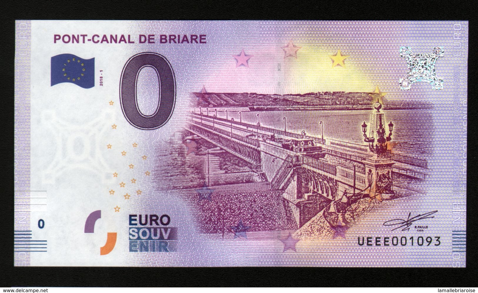 France - Billet Touristique 0 Euro 2018 N°1093 (UEEE001093/5000) - PONT-CANAL DE BRIARE - Essais Privés / Non-officiels