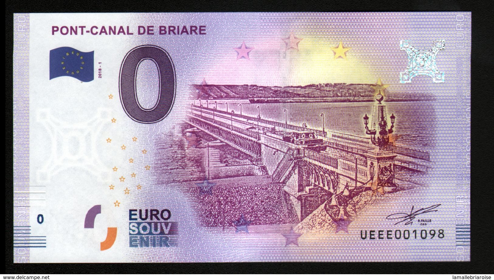 France - Billet Touristique 0 Euro 2018 N°1098 (UEEE001098/5000) - PONT-CANAL DE BRIARE - Essais Privés / Non-officiels