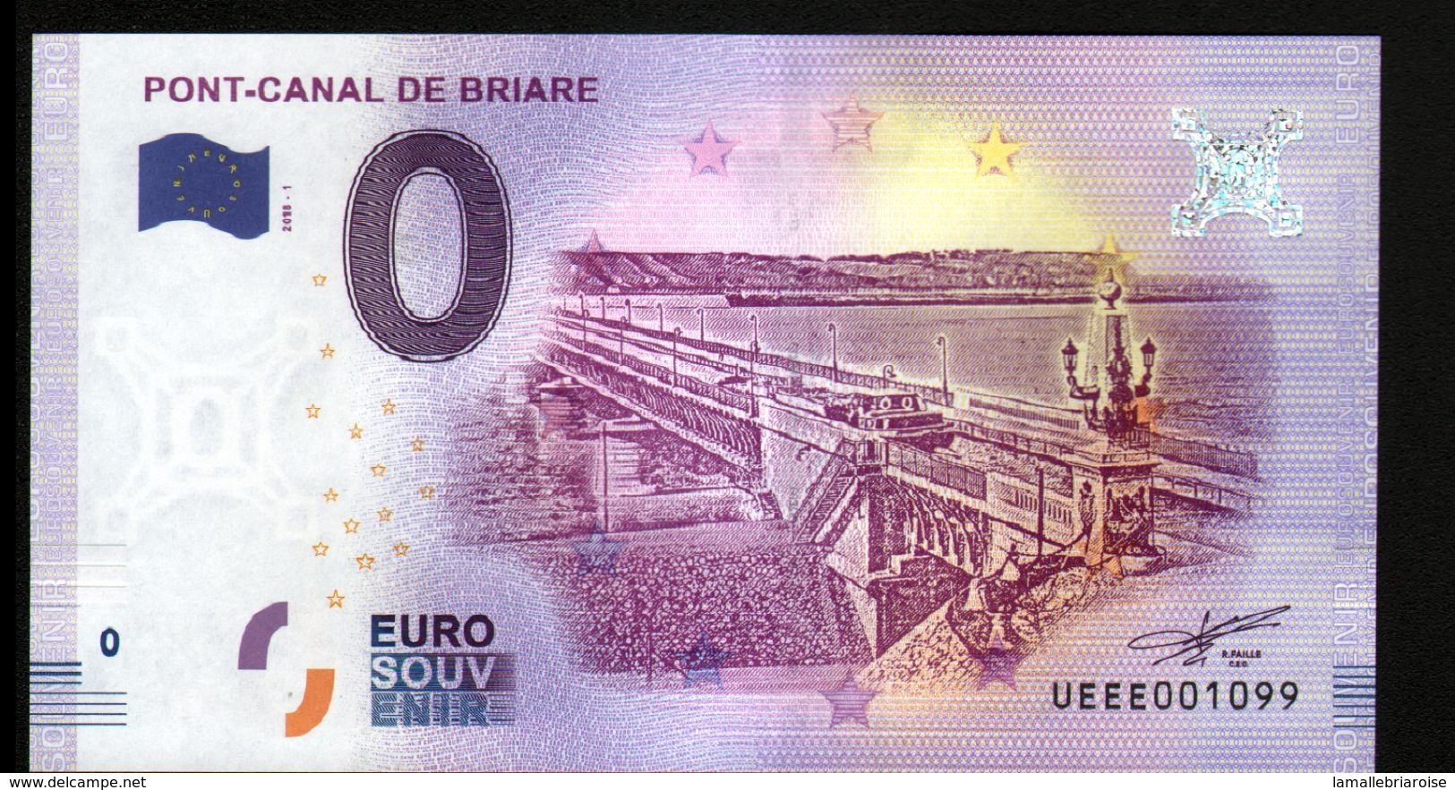 France - Billet Touristique 0 Euro 2018 N°1099 (UEEE001099/5000) - PONT-CANAL DE BRIARE - Essais Privés / Non-officiels