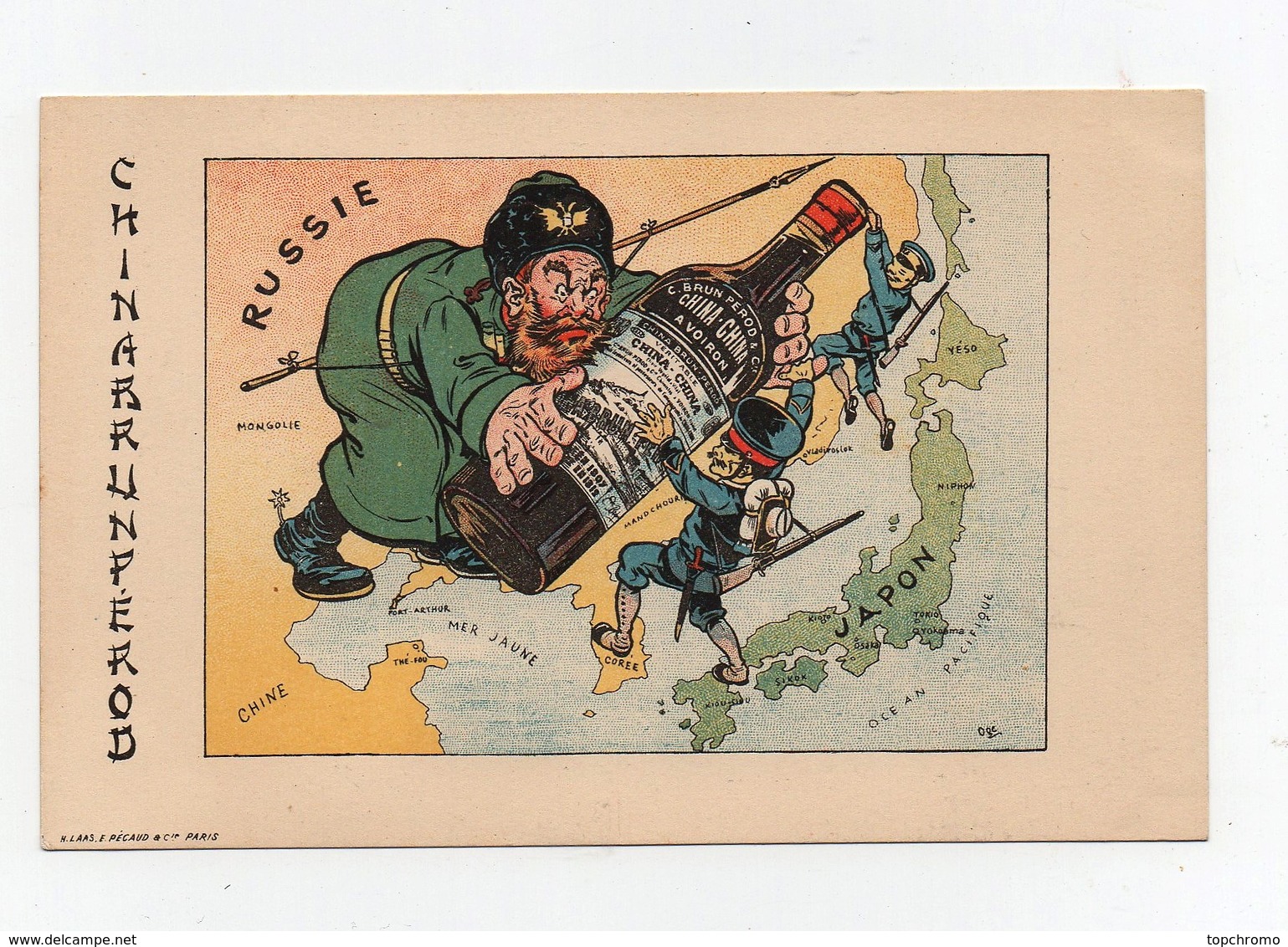 CPA Chromo Laas-Pécaud Illustrateur Ogé Publicité China-China à Voiron Guerre Russo-Japonaise Russie Japon TBE - Autres & Non Classés