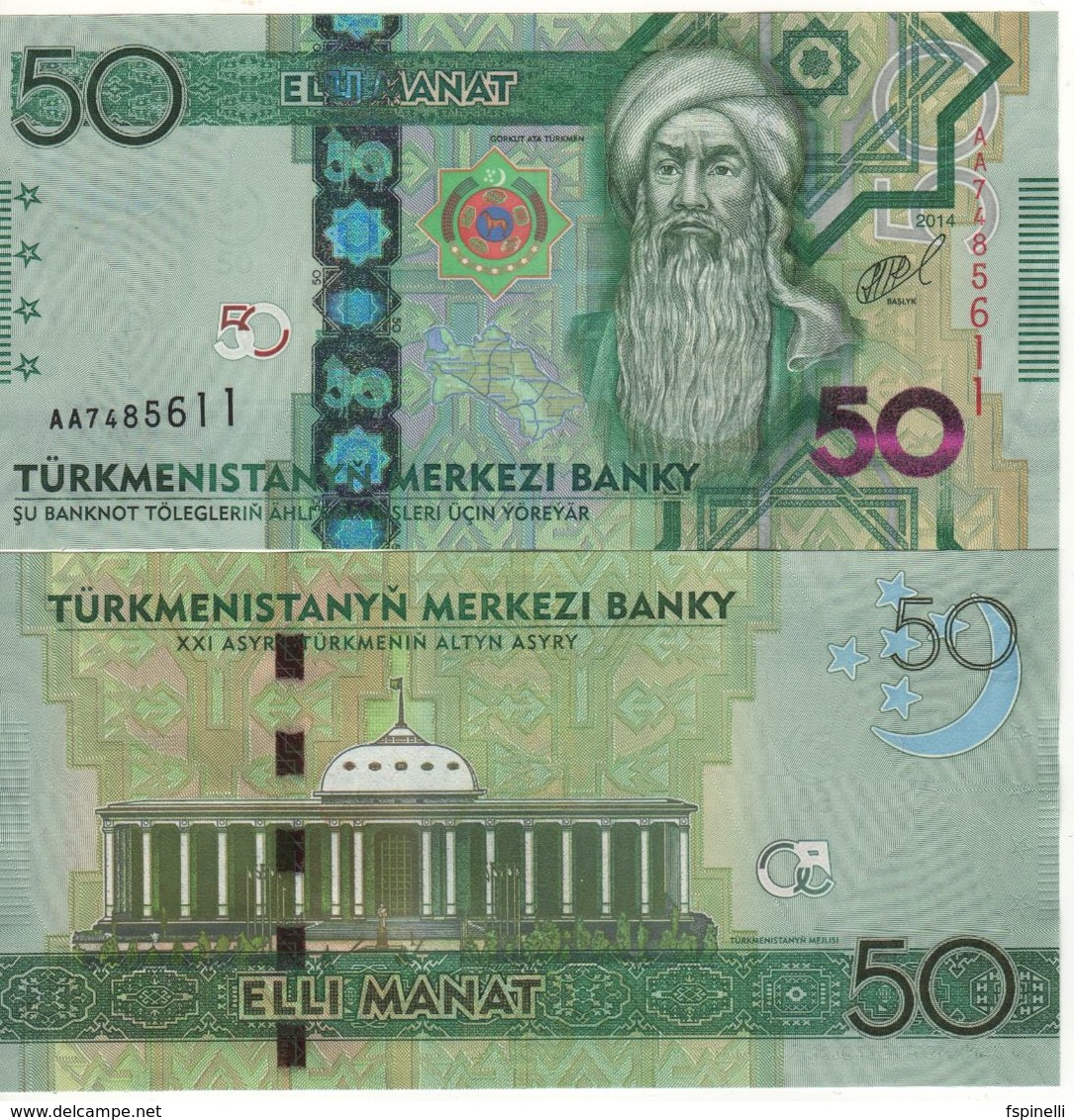 TURKMENISTAN    50  Manat.  P33   ( 2014 )   UNC - Turkmenistan