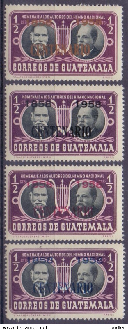 GUATEMALA :1953/58: Y.365,382-85 Dentelled/neufs/MNH : ## Homage To The Authors Of The National Hymn / Centenary Of ... - Guatemala